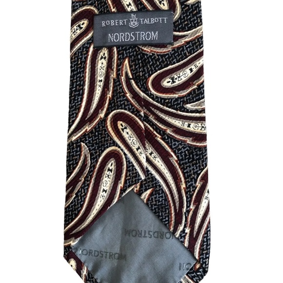 Robert Talbott Men Silk Paisley Neck Tie Brown/Gray/Black Design USA - Picture 3 of 4